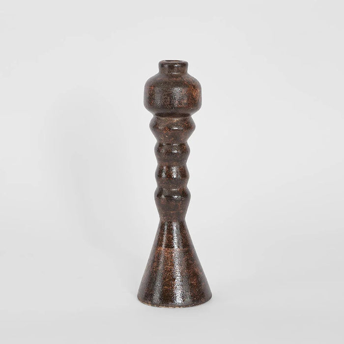 Lume Ridged Candle Holder Brown