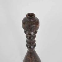 Lune Ridged Candle Holder Brown