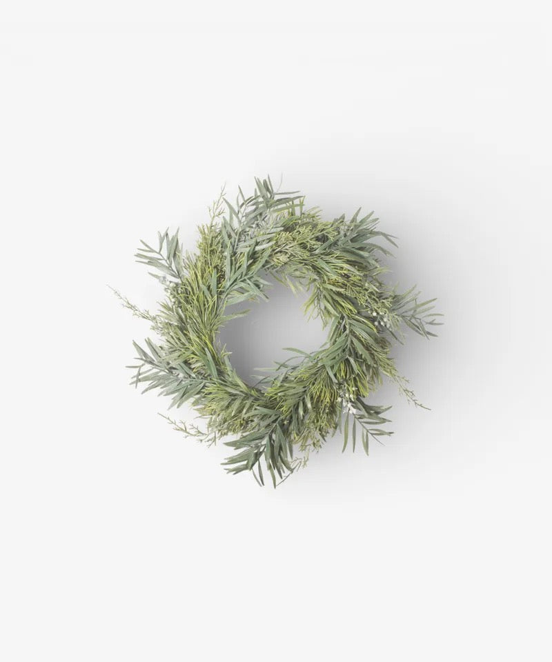 Mixed Silver Green Wreath 40cm