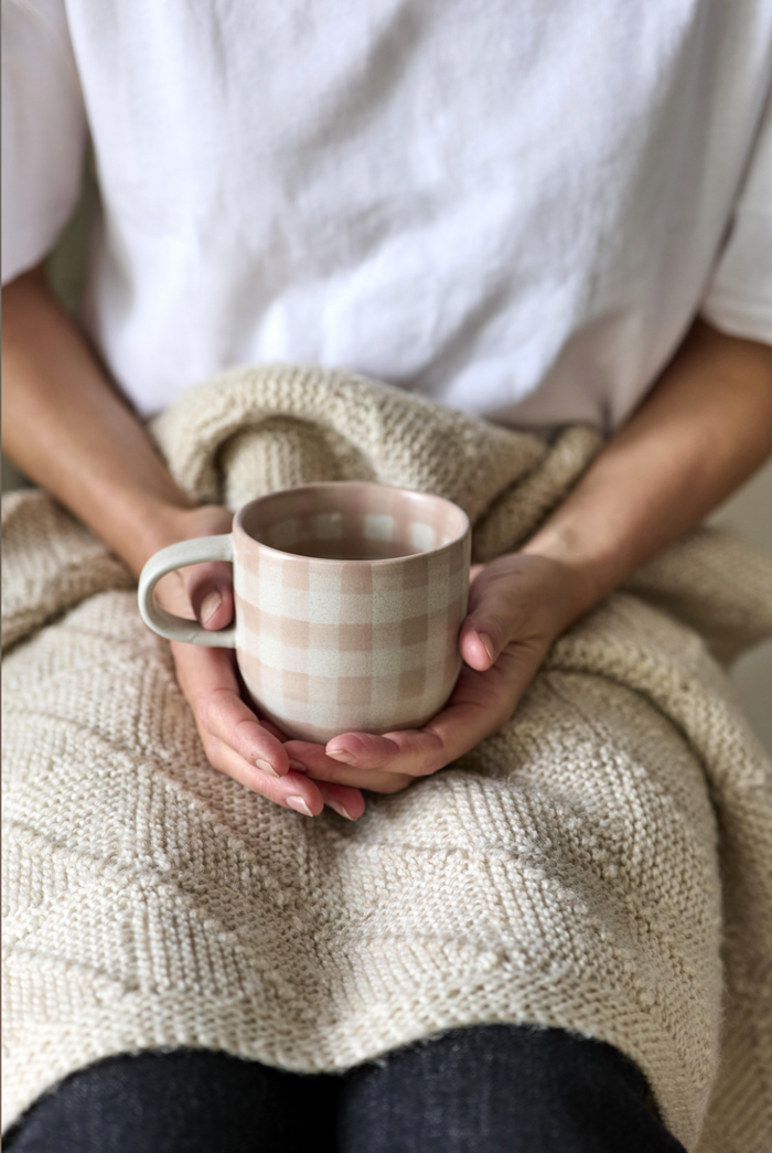 Cat's Pyjamas Mug - Soft Terracotta Check