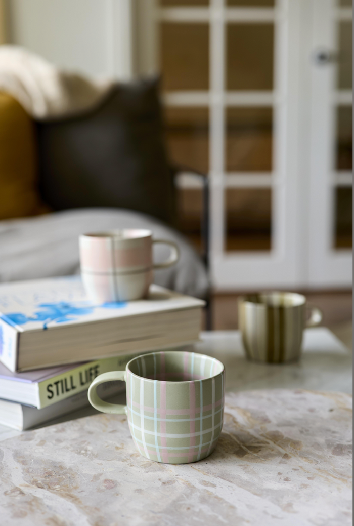 Cat's Pyjamas Mug - Sage & Blush Check