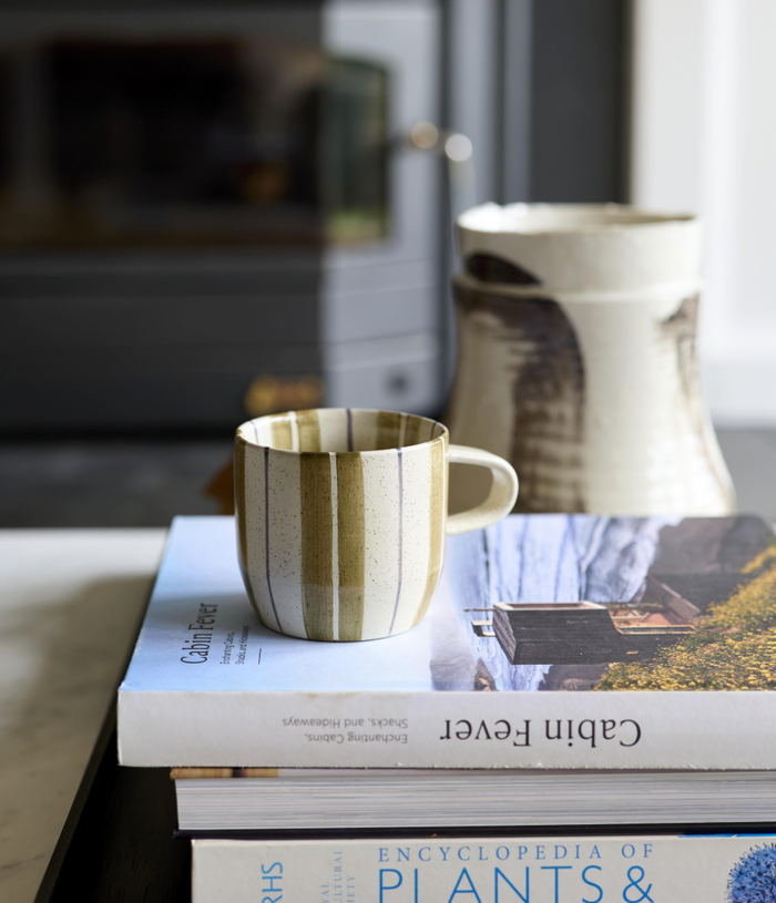 Cat's Pyjamas Mug - Olive Stripe