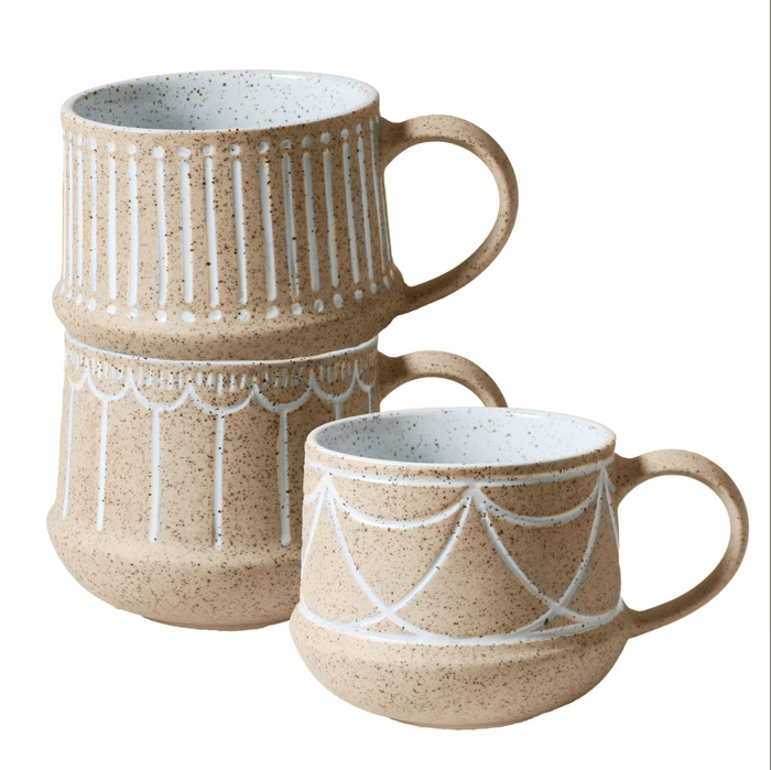 Etched Natural Mugs - Set 3