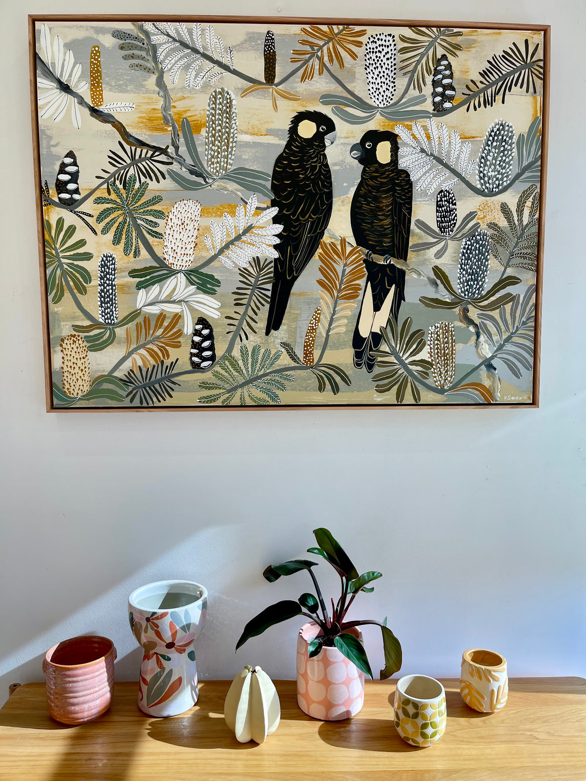 Black Cockatoos in the Banksia - Late Summer