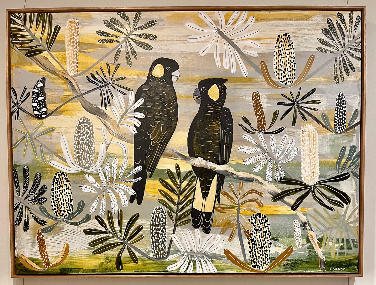 Black Cockatoos in Autumn Natives