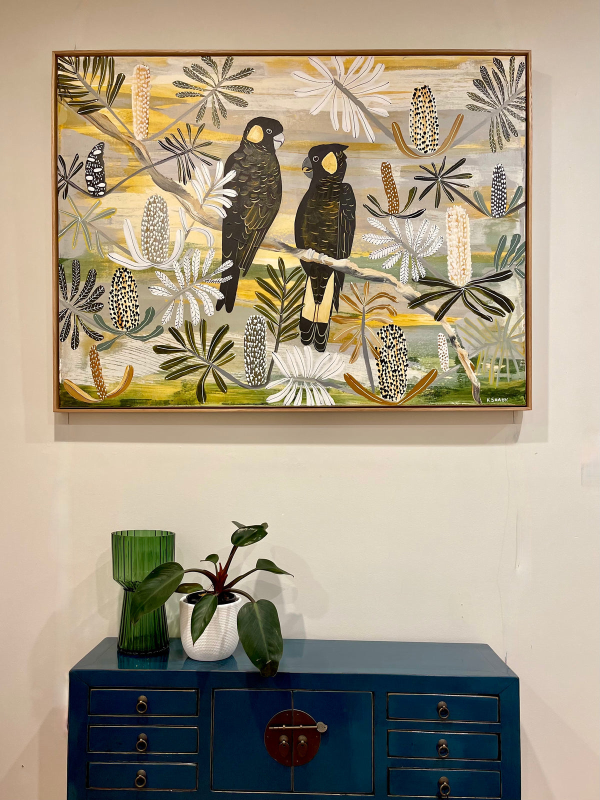 Black Cockatoos in Autumn Natives