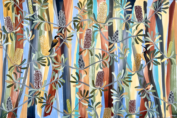 Eastern Spinebills in the banksia