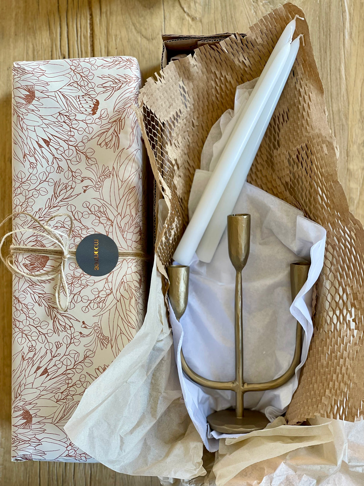 Dax Gold Candelabra and candle Set