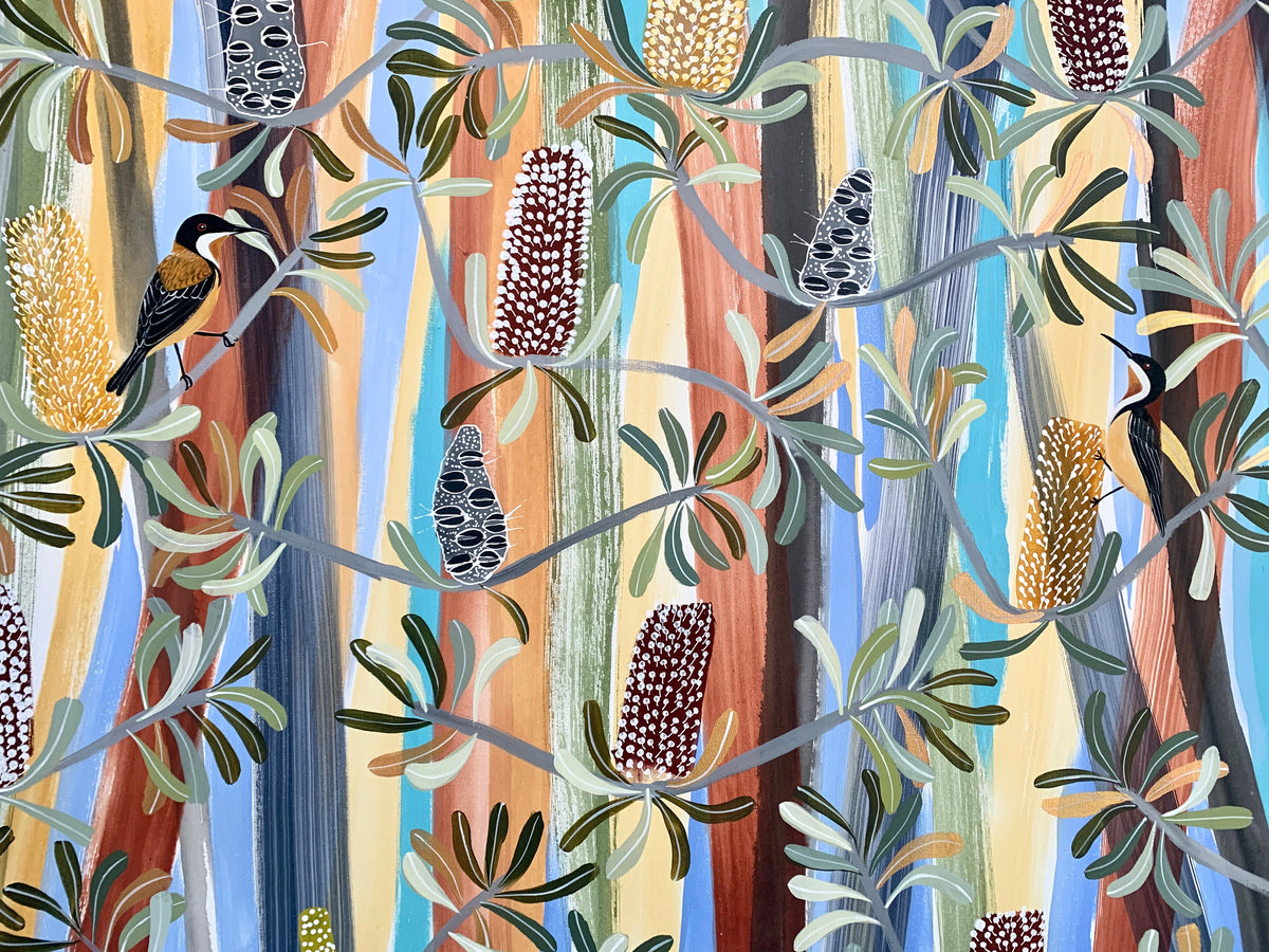 Eastern Spinebills in the banksia
