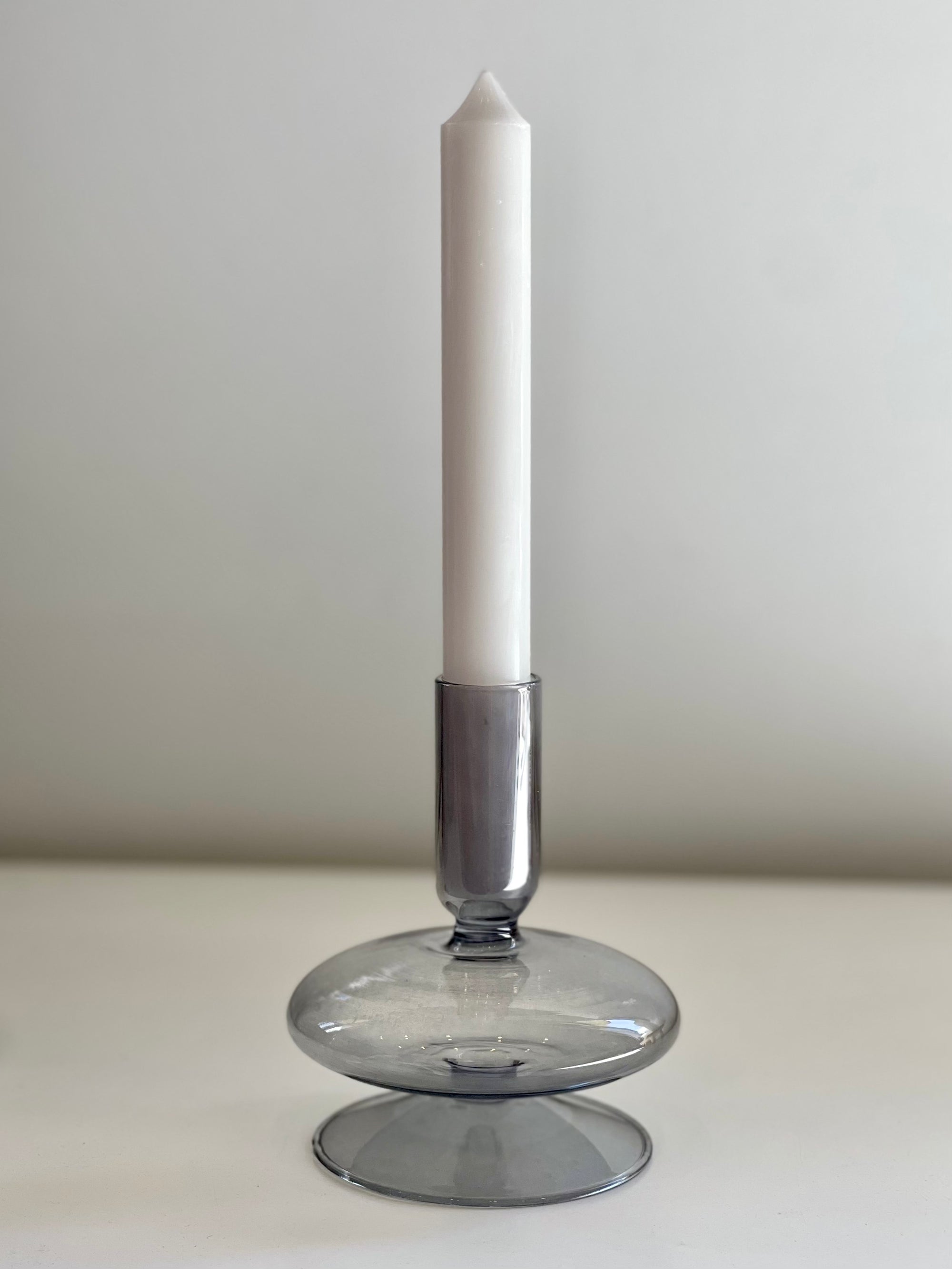 Anna Glass Candle Holder - Grey